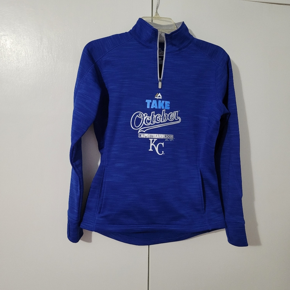 NWT  Majestic Fan Fashion Women's S   KC Royals  Sweatshirt   Top   Blue